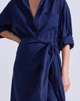 Alessandra Navy Sarong Shirt Dress