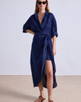 Alessandra Navy Sarong Shirt Dress