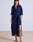 Alessandra Navy Sarong Shirt Dress