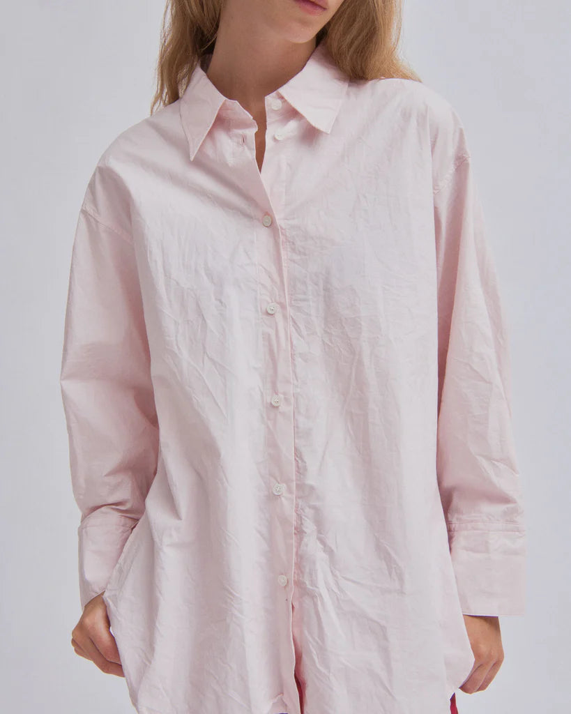 Sayaka Davis Soft Pink Crinkled Oversized Button Down