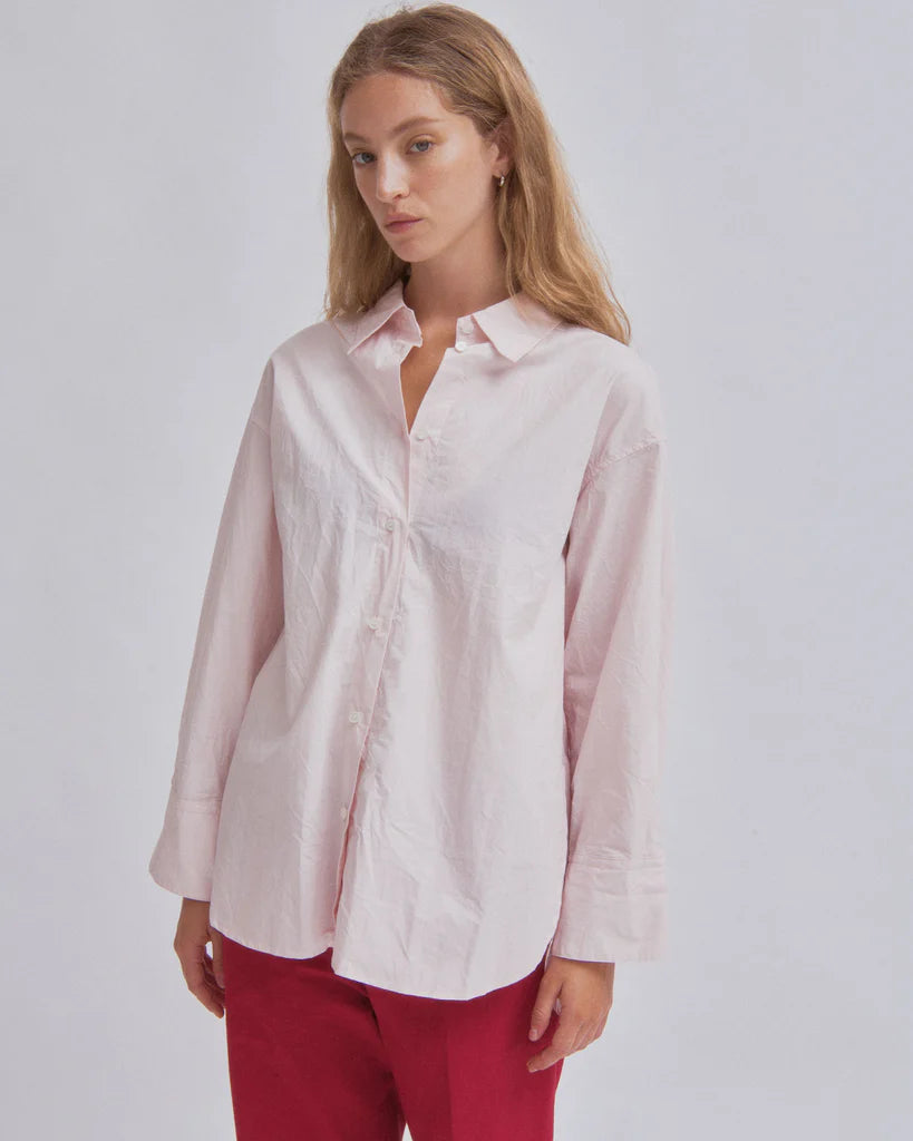 Sayaka Davis Soft Pink Crinkled Oversized Button Down