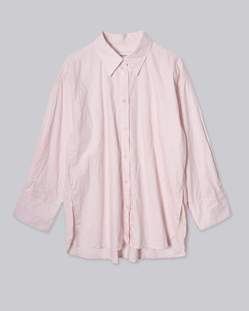 Sayaka Davis Soft Pink Crinkled Oversized Button Down