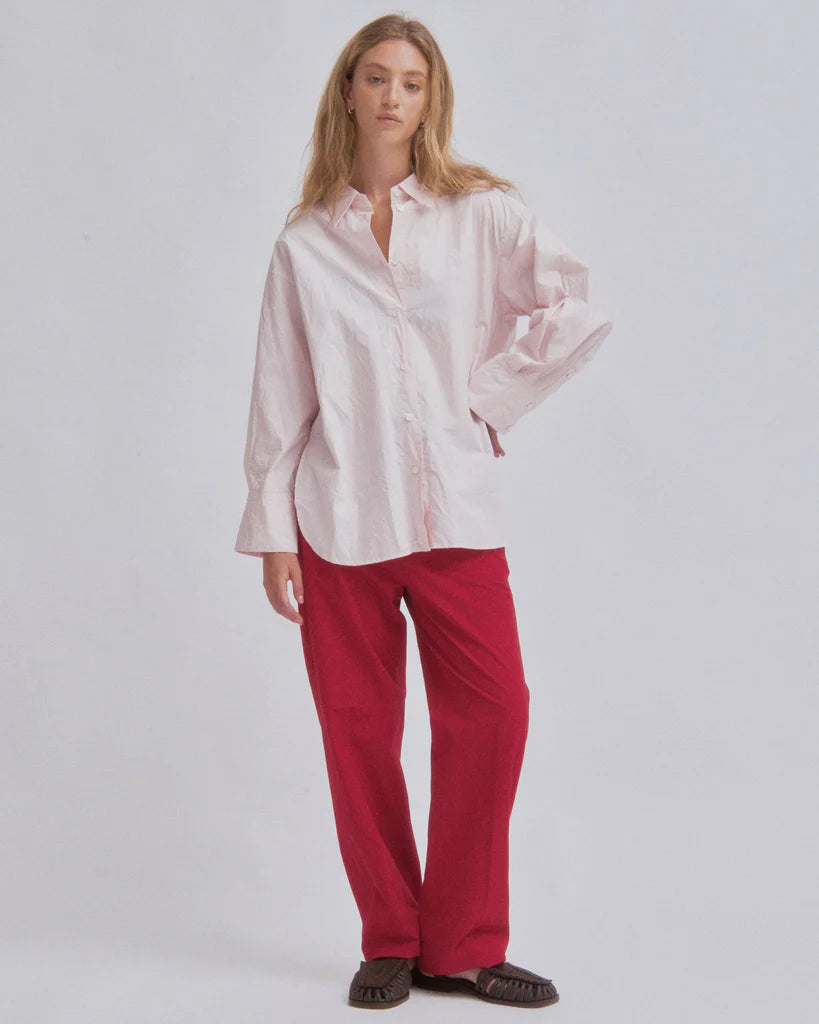 Sayaka Davis Soft Pink Crinkled Oversized Button Down