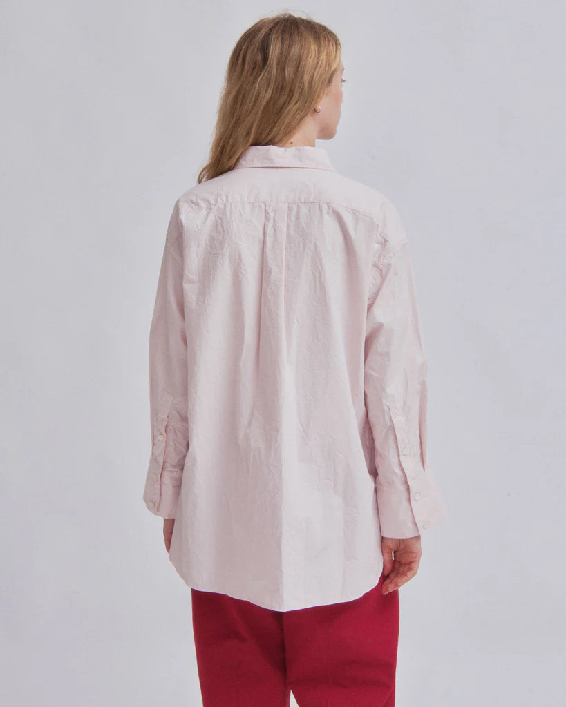 Sayaka Davis Soft Pink Crinkled Oversized Button Down