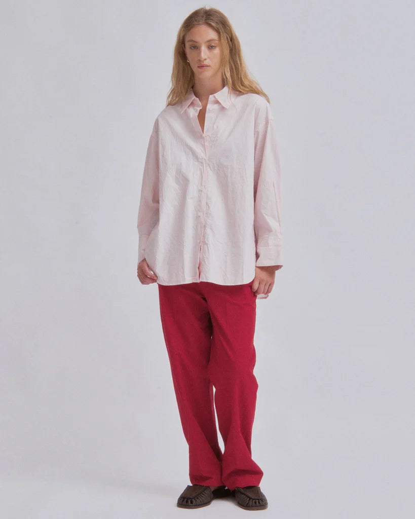 Sayaka Davis Soft Pink Crinkled Oversized Button Down