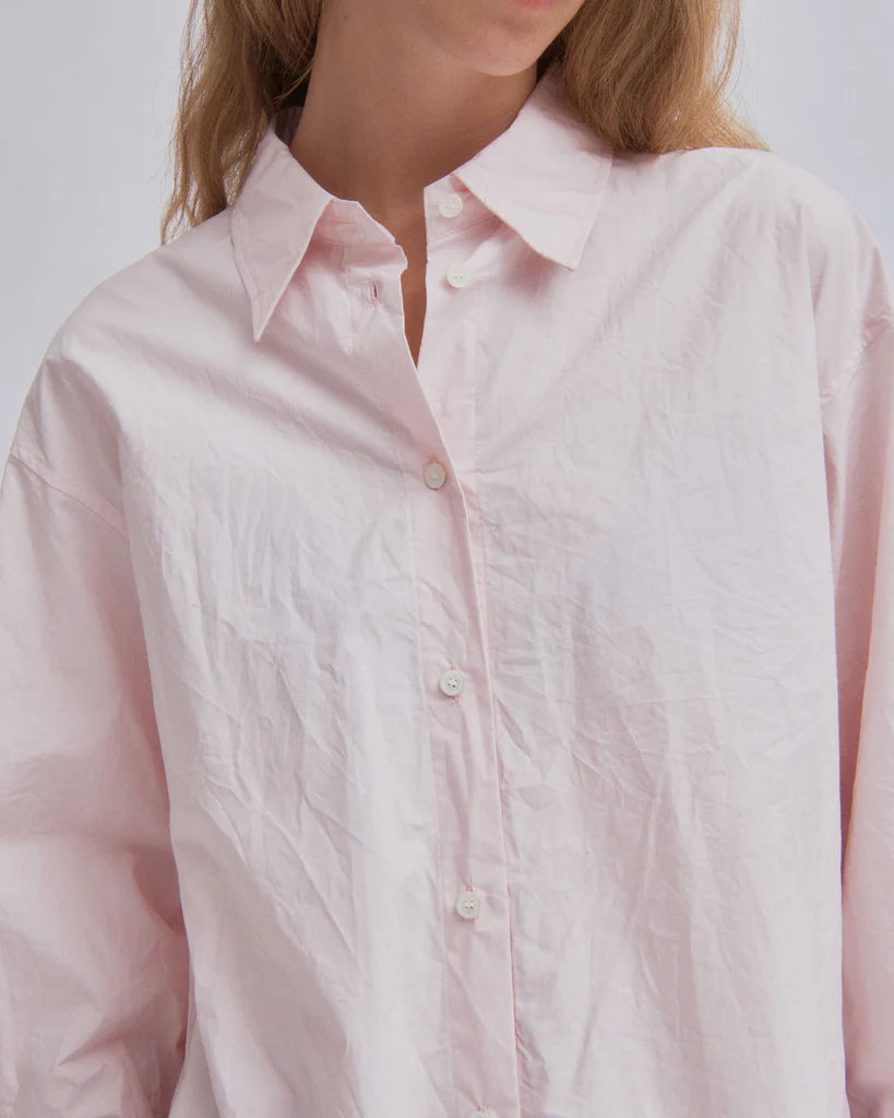 Sayaka Davis Soft Pink Crinkled Oversized Button Down