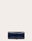 Liffner Navy Croc Embossed Leather Belted Clutch