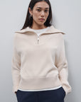 Closed Stone Beige Troyer Quarter Zip Sweater