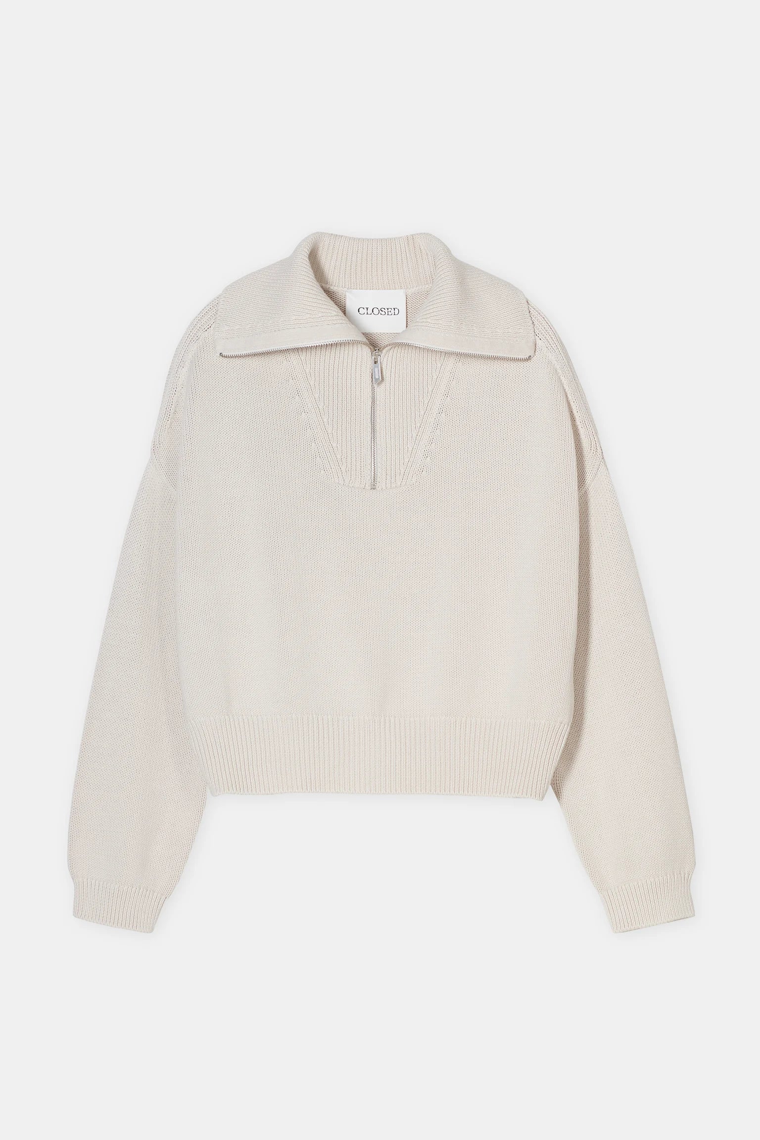 Closed Stone Beige Troyer Quarter Zip Sweater