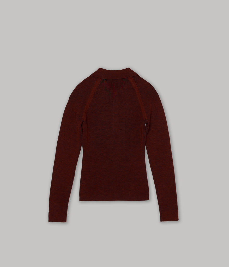 Sayaka Davis Combo Ribbed Polo in Rust x Navy