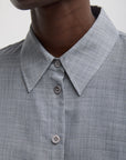 Tibi Heather Grey Sheer Wool Gauze Oversized Shirt