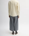Tibi Cardigan Stitch Split Front Crewneck Pullover