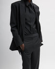 Tibi Recycled Tropical Wool Blazer with Black Belt