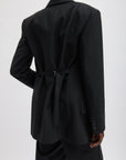 Tibi Recycled Tropical Wool Blazer with Black Belt