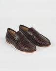 Jamie Haller Espresso Croc Penny Loafer