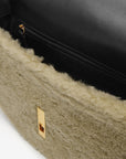 DeMellier Tokyo Black Leather and Shearling Saddle Handbag