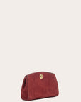 Liffner Maroon Suede Pushlock Clutch