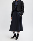 Tibi Navy Eco-Nylon Circle Skirt