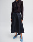 Tibi Navy Eco-Nylon Circle Skirt