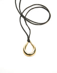 Odette New York Brass and Black Silk Rhodes Necklace