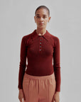 Sayaka Davis Combo Ribbed Polo in Rust x Navy