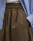 Tibi Nylon Pull on Skirt Dark Taupe