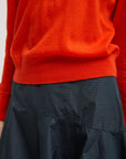 Tibi Skinlike Mercerized Wool Red V-Neck Sweater