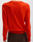 Tibi Skinlike Mercerized Wool Red V-Neck Sweater