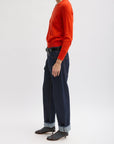 Tibi Skinlike Mercerized Wool Red V-Neck Sweater