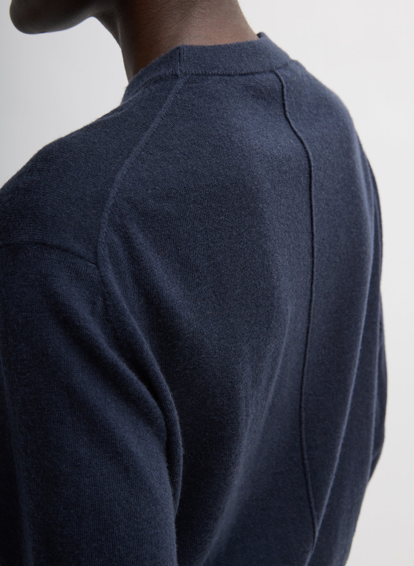 Tibi Skinlike Mercerized Wool Crewneck Pullover in Navy