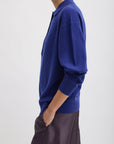 Tibi Washable Cashmere Easy Polo Sweater in Ink Blue