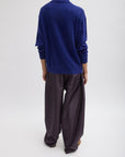 Tibi Washable Cashmere Easy Polo Sweater in Ink Blue
