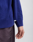Tibi Washable Cashmere Easy Polo Sweater in Ink Blue