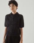 Sayaka Davis Black Compact Knit Polo