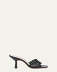 Loeffler Randall Black Milena Scalloped Mesh Mid Heel Mule