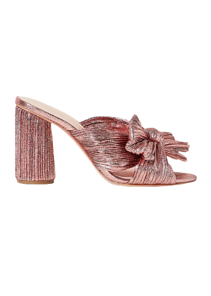 Loeffler Randall Metallic Rose Penny Pleated Bow Sandal