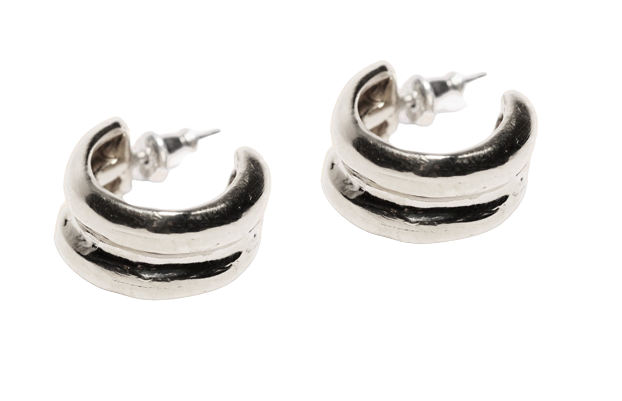 Odette New York Silver Mini Double Bulle Hoop Earrings