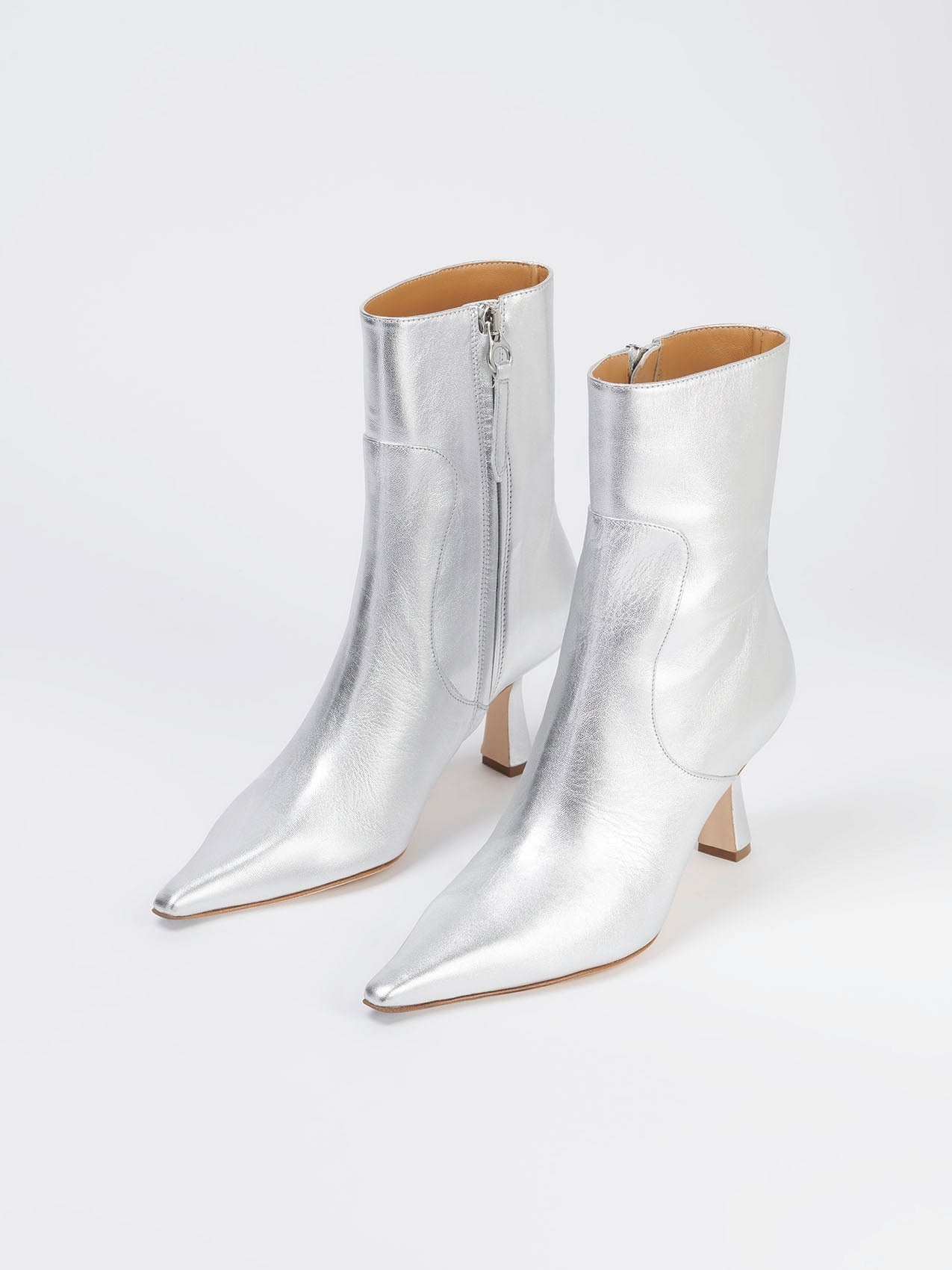 Aeyde Silver Zuri Laminated Ankle Boot
