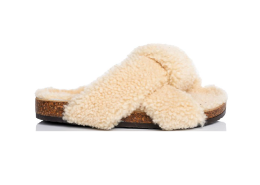 Brother Vellies Ivory Shearling Togo Slide