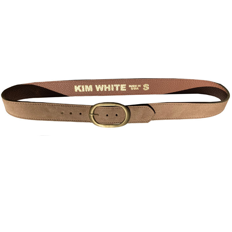 Kim White Tan Suede Oval Classic Belt