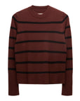 Not Monday Jane Cashmere Crewneck Currant and Black Stripe