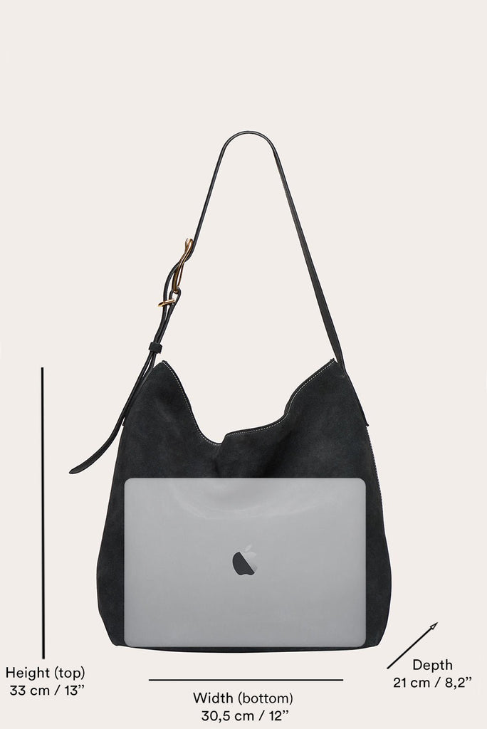 Liffner Dark Brown Suede Slouch Bucket Bag