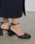 Dear Frances Felice Black Leather Weave Pump